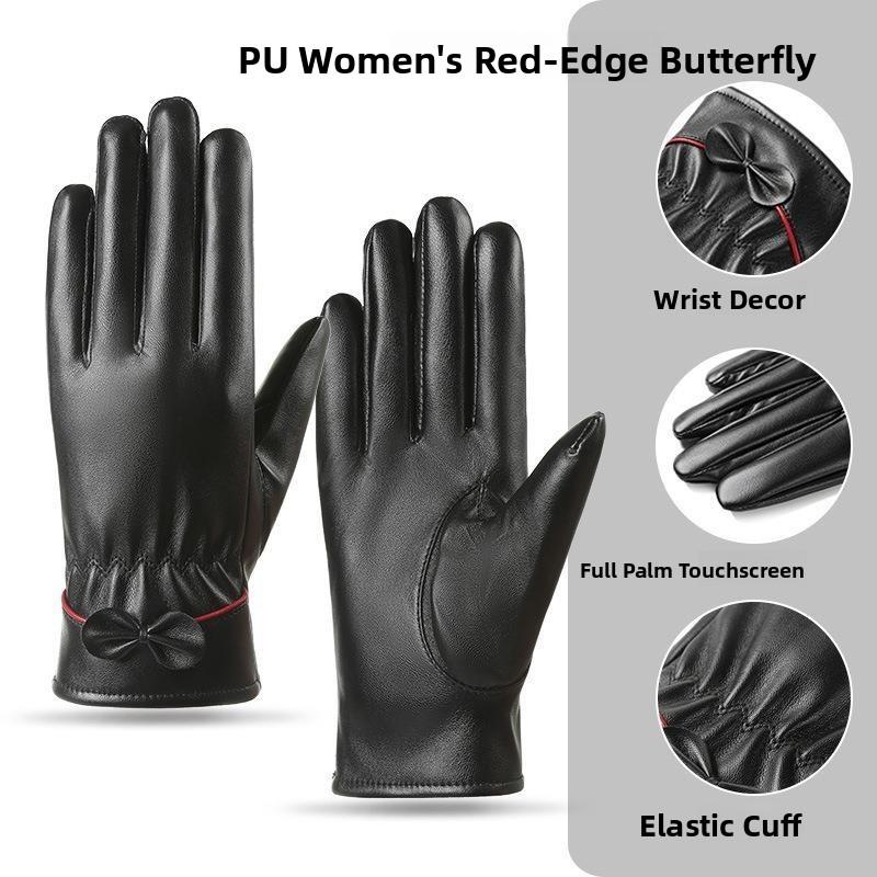 Women s Fce Lined Comfortable Warm Bike Riding Gloves Windproof Waterproof Motorcycle Riding Winter Thermal Gloves One size fits all