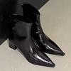 Mid Heels Women Pointed Toe Ankle Boots 2025 Designer Elegant Shoes Fashion Chunky Dress Pumps Party Leather Zapatillas De Mujer