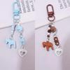 Cute Cartoon Alloy Pony Beaded Pendant Keychain Fashion Key Ring Bag Pendant Kawaii Mobile Phone Chain Accessories Gifts