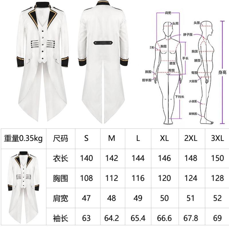 New men's clothing, medieval retro clothing men's medium and long punk retro tuxedo men's