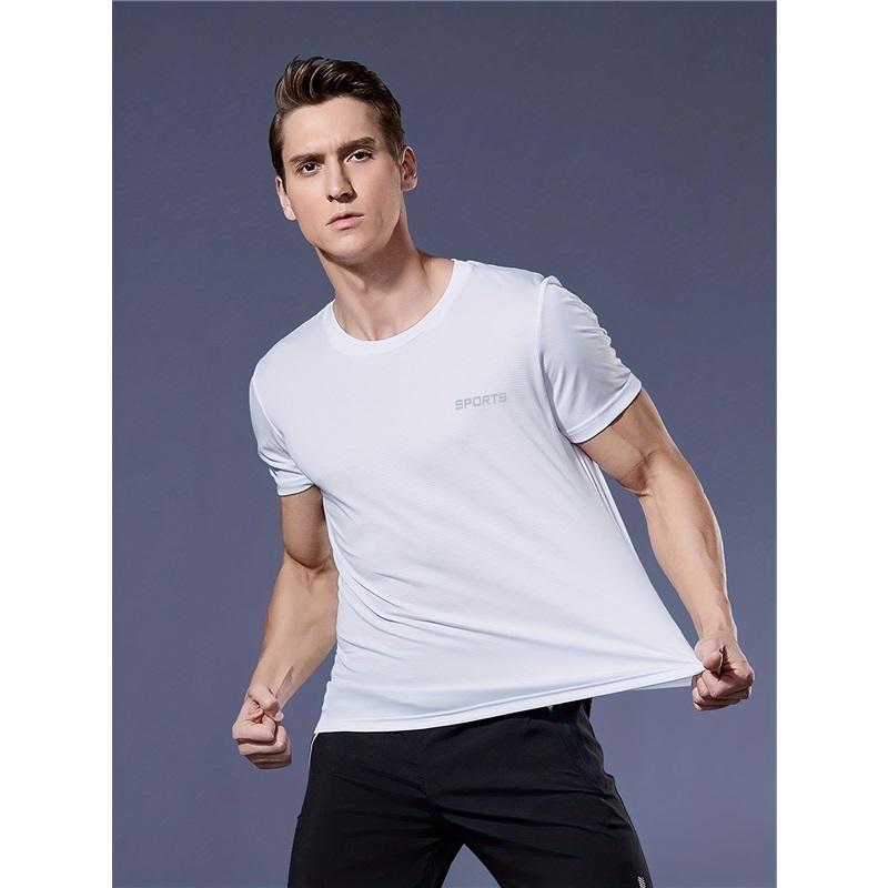 

Мужская летняя спортивная футболка Ice Silk Loose Быстросохнущая Фитнес Короткие рукава Плюс Размер Топ Повседневный Прохладный Дышащий Короткие рукава XXXL белый