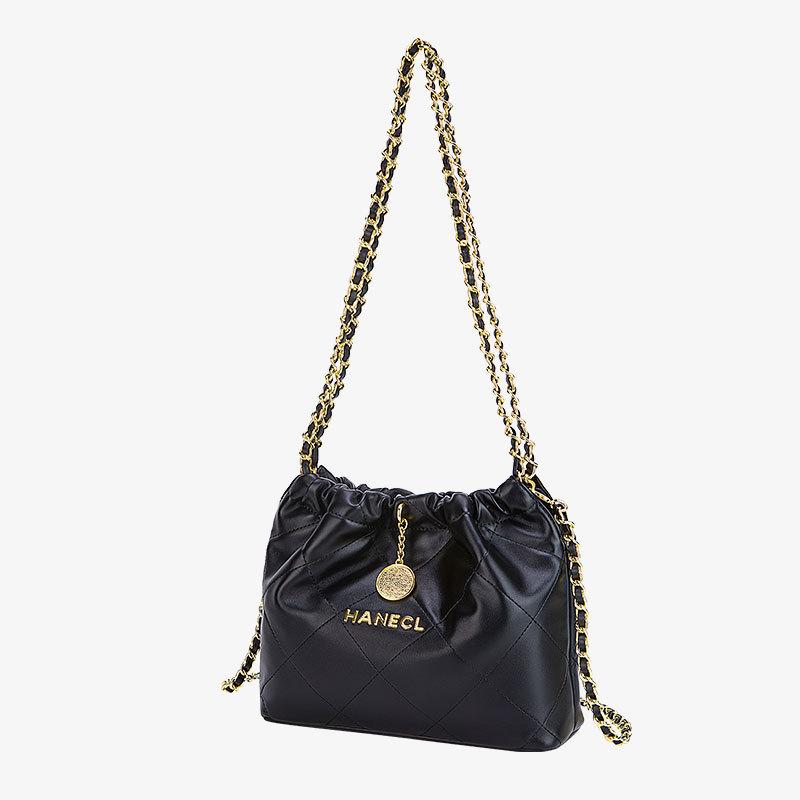 Lui Stijl Grote Capaciteit Emmer Tas, Nieuwe Zomerse Dames Onderarm Vuilniszak, Lichte Luxe Diamant Raster Ketting Tote Bag