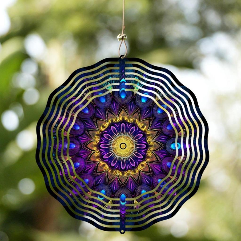 Metal Hummingbird Wind Spinner Outdoor Garden Decor for Patio Balcony Yard Easy To Hang 2D Design 1 Piece