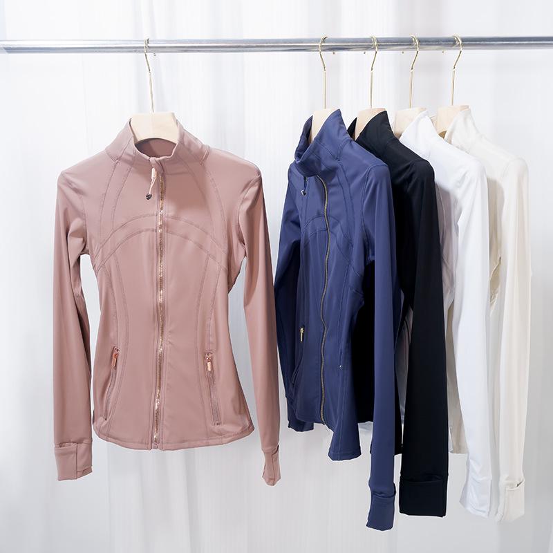 Damen 2.0 Classic Jacke mit goldenem Reißverschluss - Dünnes, hochelastisches Nylon für Frühling/Sommer Sport & Yoga