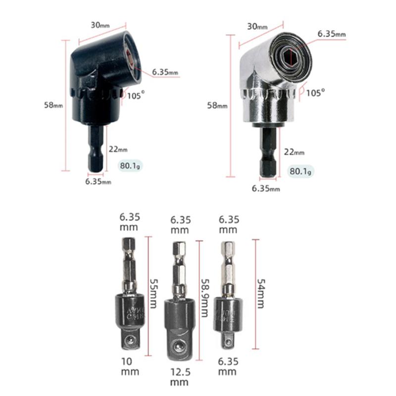 360 Degree Hand Drill Conversion Head 1/4"3/8"1/2" Hexagonal Shank To Quadrilateral Socket Universal Joint Rod Driver Connector