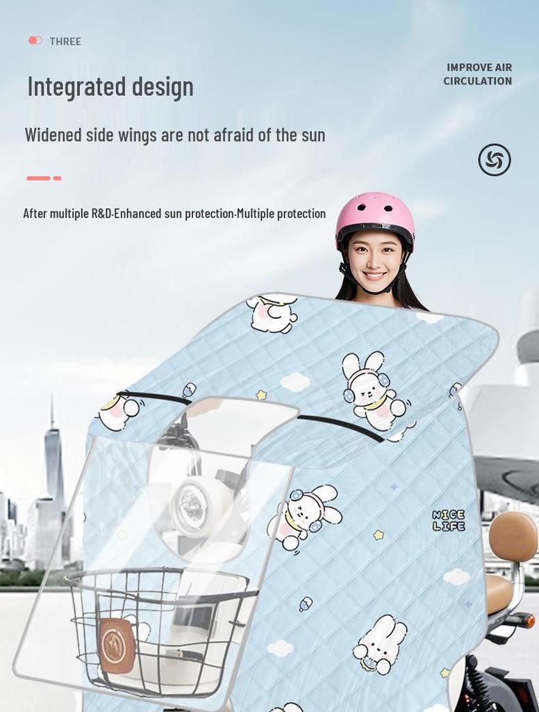 2026 Summer Sunshade Electric Scooter Windproof Blanket with Tempered Film and Battery Cover