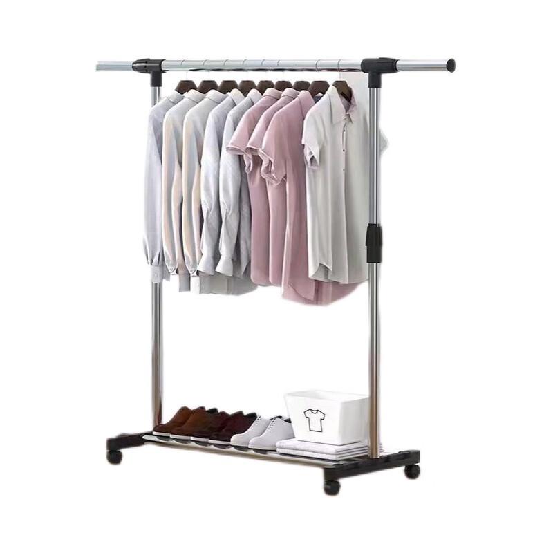 miflame Extendable Double Rod Clothes Drying Rack with Wheels