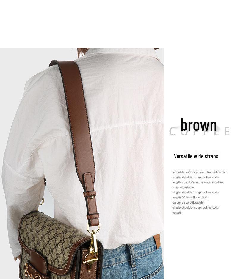 Versatile Black Cowhide Bag Strap: Wide, Solid Color Shoulder Strap Accessory