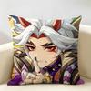Arataki Itto Genshin Impact Cushion Cover Natural Linen Organic Fabric DoubleSided Printing Room Sofa Decor Pillow Case