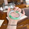 Young Master Mu 'Snow-Filled Chang'an' High-End Myanmar Jade Bangle for Women - Milk White with Flecks, Free Shipping