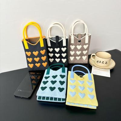 New Love Mobile Phone Bag High-end Knitted Bag Popular Cartoon Cute Portable Storage Messenger Bag