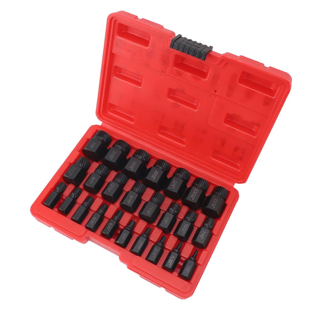 25 Pieces Screw Extractors Hex Shank Imperial Screw Remover Tool for Damaged Broken Stripped Screws Bolts Black