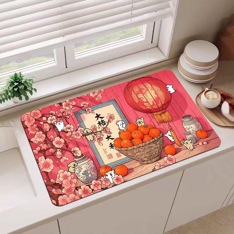 Cartoon Kitchen Diatomaceous Earth Absorbent Non-slip Heat-Insulation Mat