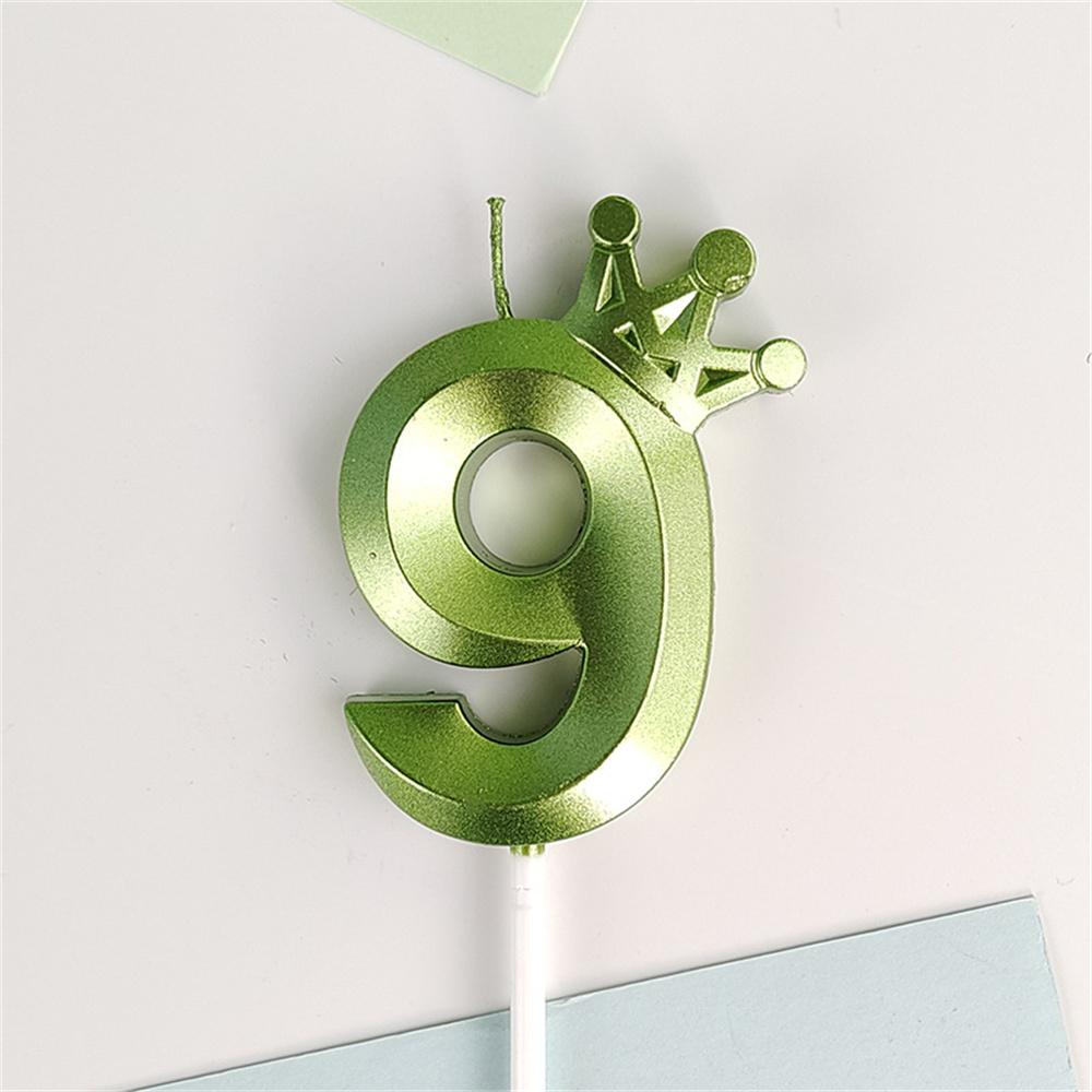 Green Crown Numbers Cake Candles 0 1 2 3 4 5 6 7 8 9 Topper For Wedding Birthday Party Supplies Decoration DIY