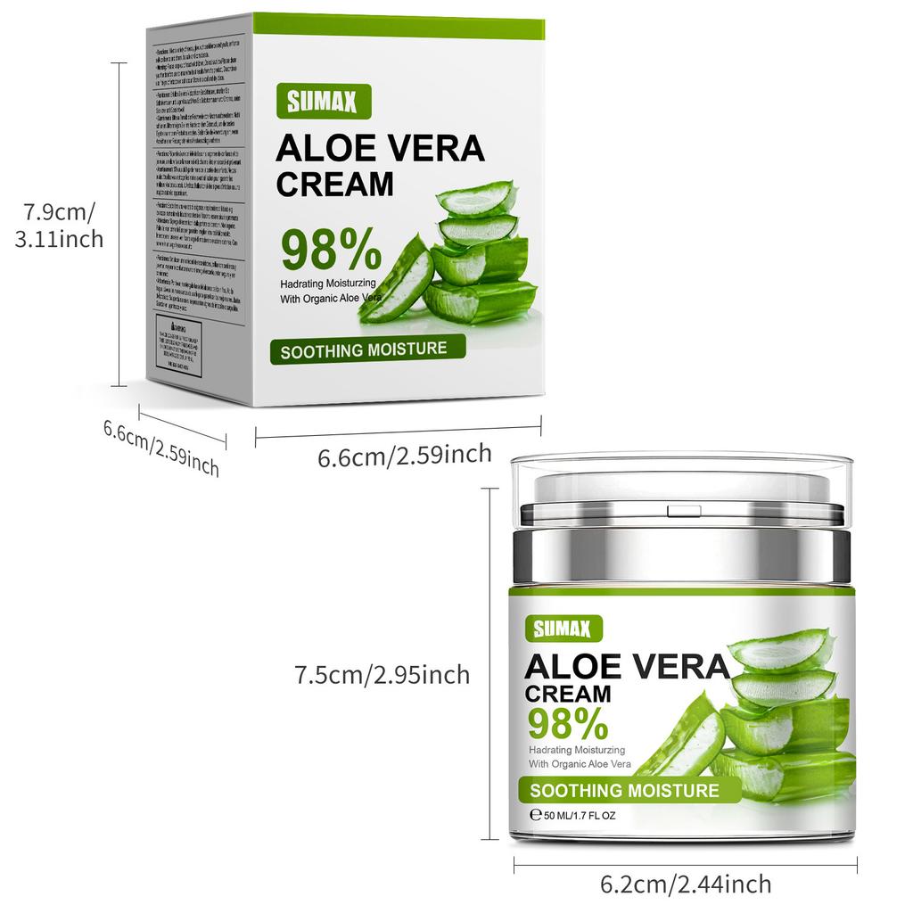 Pressed Jar 98% Aloe Vera Cream 50ml Mooth Delicate Radiant and Translucent Rapid Absorption of Skin Retinol Anti Aging Serum