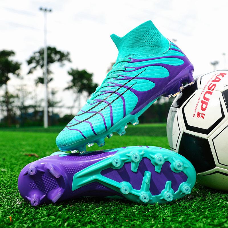 Football shoes Men's and women's adult primary and secondary school students' high-top artificial flat training competition Sports nail shoes 2025