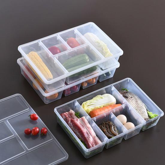 1/2Pcs Food Storage Boxes Reusable Snack Containers with Lids 5 Compartments BPA Free Dishwasher Safe Transparent Divided Snack Boxes