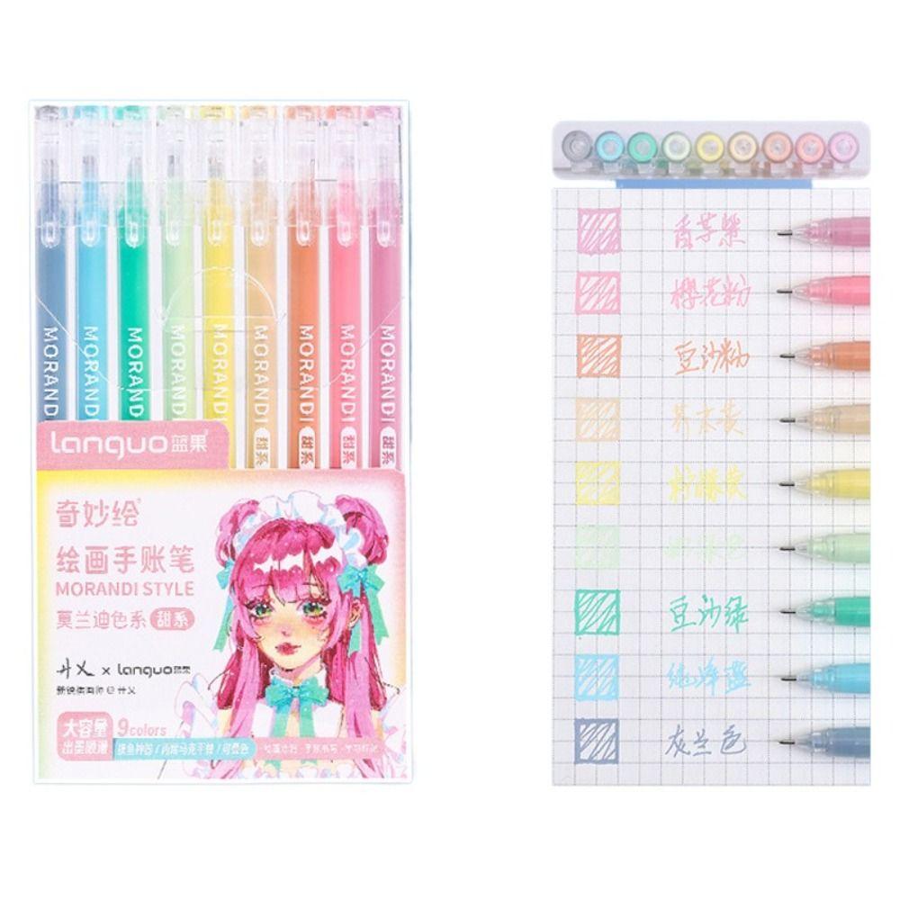 Kawaii Vintage Morandi Gray Pens Set Multi Color Gel Ink Pens Marker Liner Ballpoint Pen School Office Stationery Gift Pen