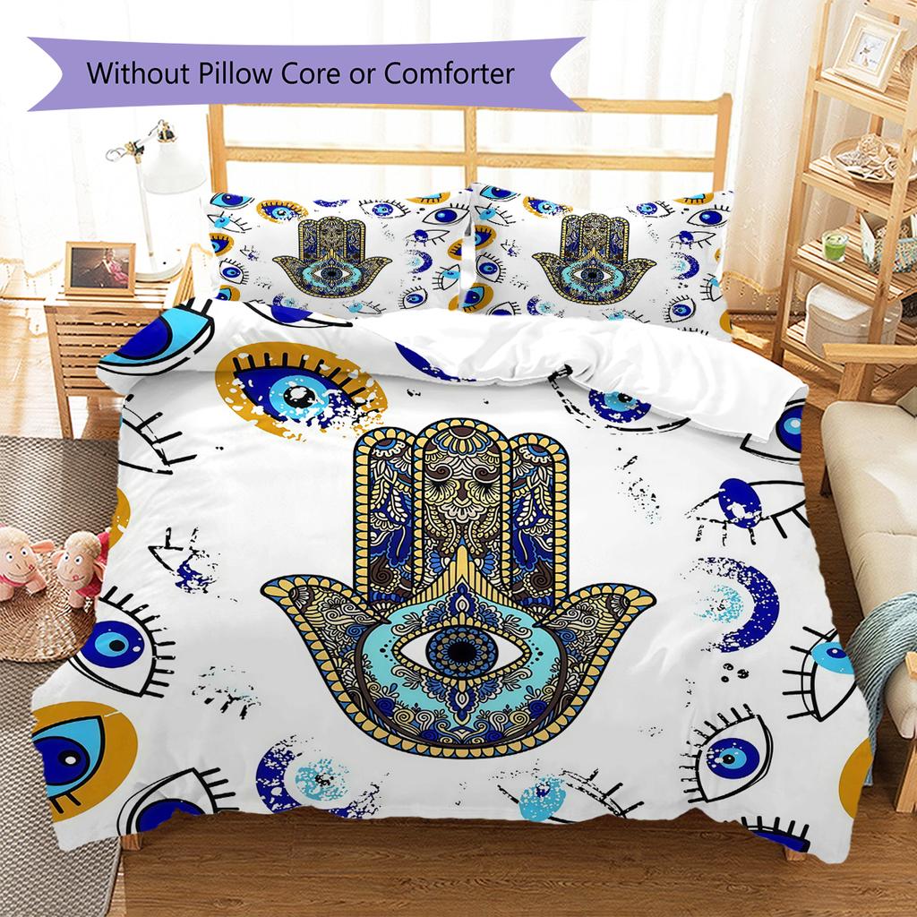 Nazar Boncuğu Pattern Bedding,Quilt Set Quilt Cover Pillowcase Home Birthday Gift (1 * duvet cover + 2 * pillowcase, without core)