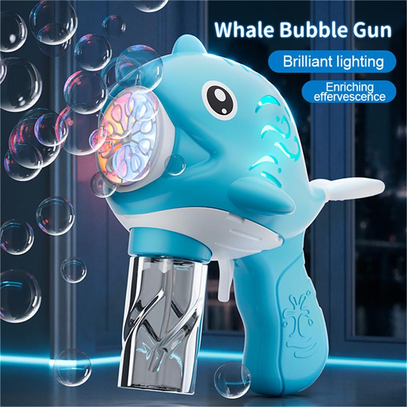 10 Hole Children's Toy Whale Bubble Machine Fully Automatic Handheld Bubble Blowing Machine Without Battery and Bubble Water