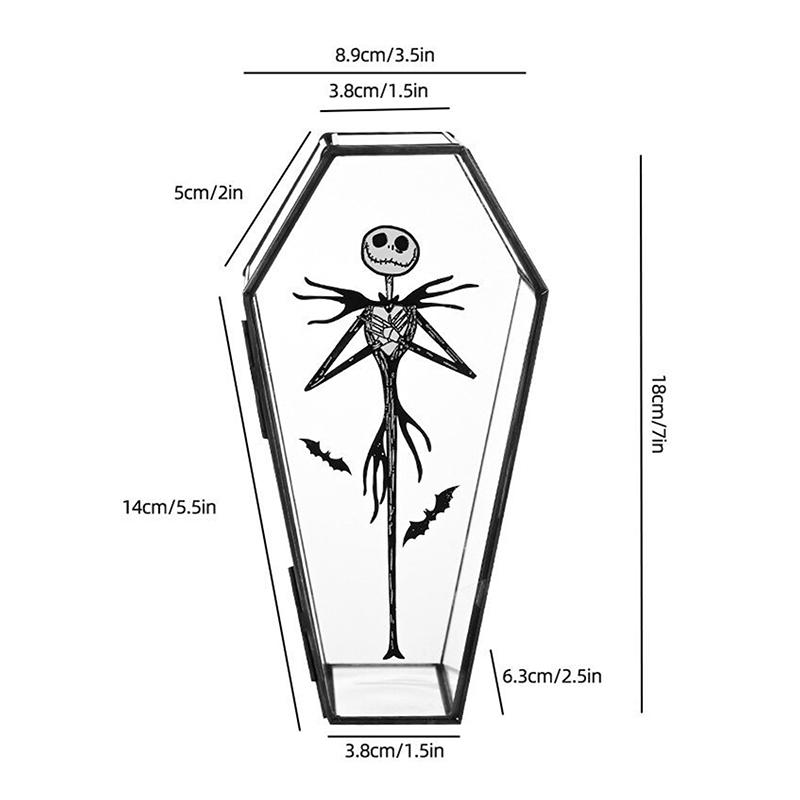 Gothic Black Glass Jewelry Box Coffin Trinket Holder Small Display Case Gift Boxes Decorative Storage Box Halloween Candy Box