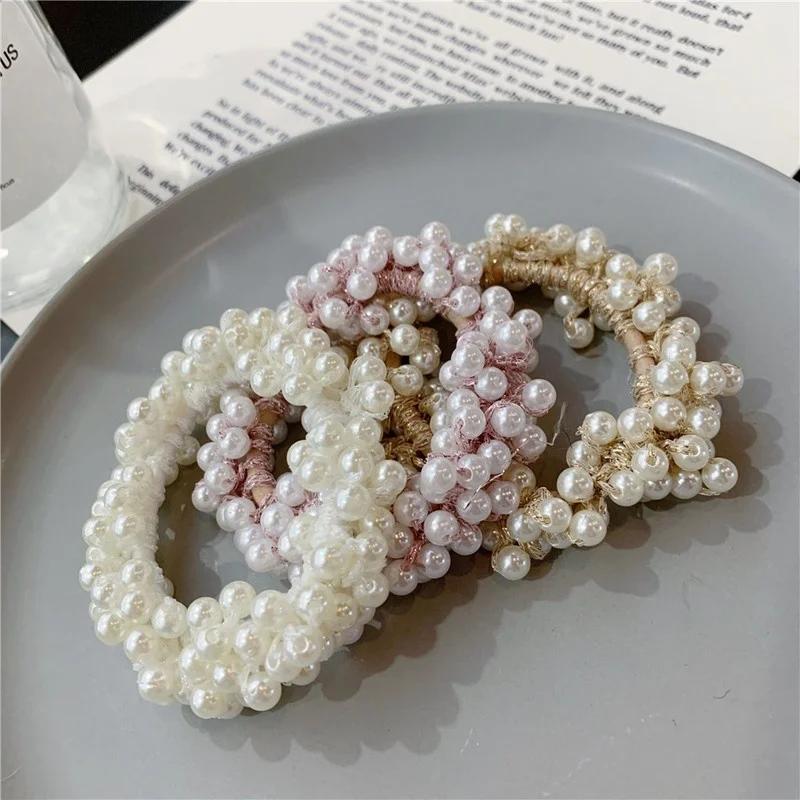 Elegant Pearl Hair Ties for Women Girls Simple Ponytail Headbands Elastic Hair Accessories Fashion Jewelry Hairband