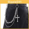 Metallic Hip Hop Double Layer Chain With Cross Pendant For Men And Women