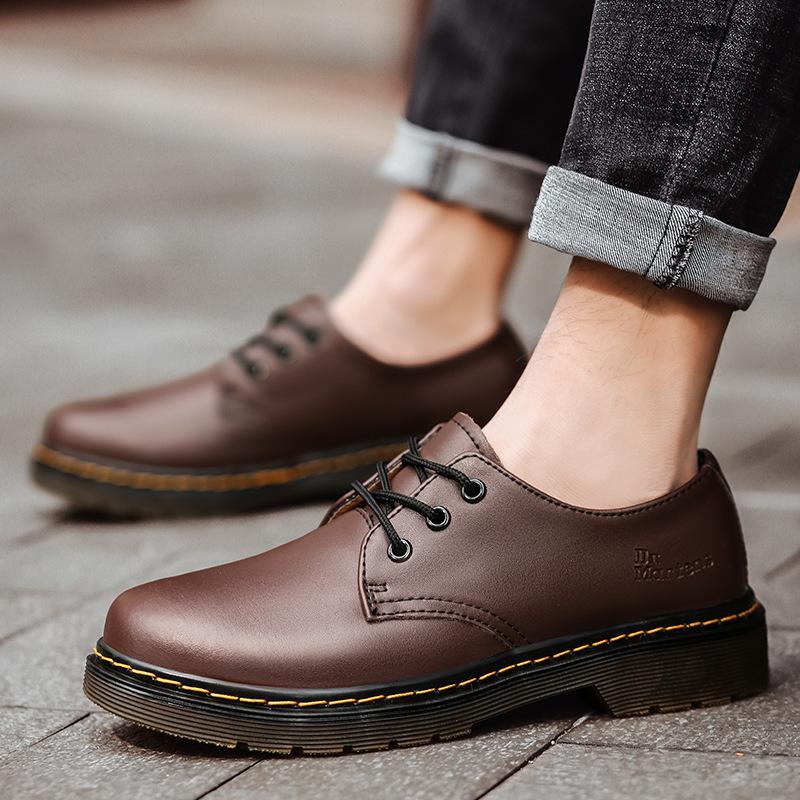Martin Stiefel Low-Top neue lässige kleine Lederschuhe Britischer Stil Stiefel Lokomotive Stiefel