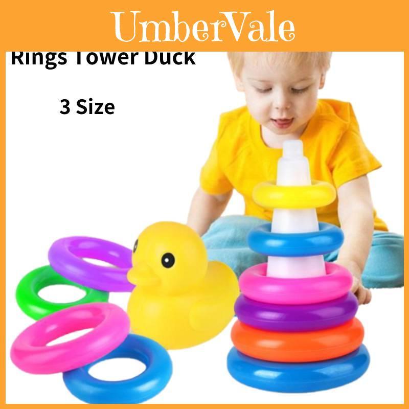 Jenga Rainbow Color Ring Stacking Tower Duck Tub Play Toys Baby Development