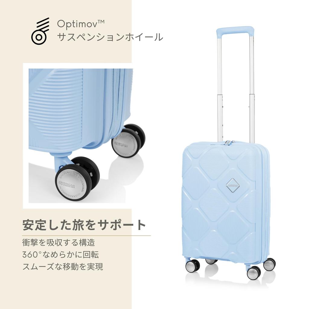 American Tourister Instagon Spinner 55/20 Expandable Suitcase, TSA Approved, Carry-on Compatible, 35/42L, 55cm, 2.8kg, Pastel Blue