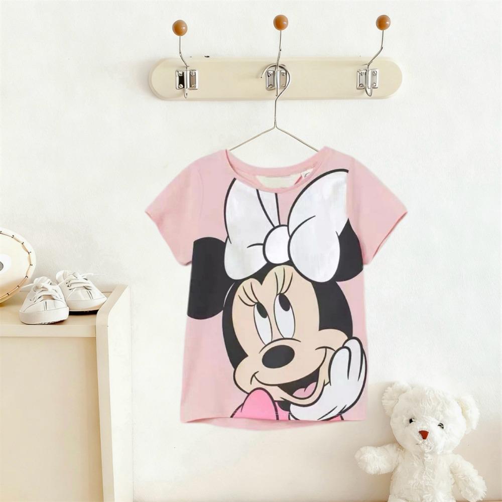 

Cartoon Print Tshirt Summer New Design Tops Short-sleeevd Tops Children s Crewneck Pullovers Baby Minnie Printed Tees 110