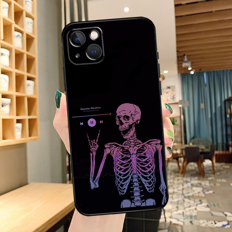 Gothic Fashion Skull Phone Case For iPhone 16 17 Pro Max 15 14 13 11 12 Pro Max Mini 15 16 Plus 16e 17 Air Cover