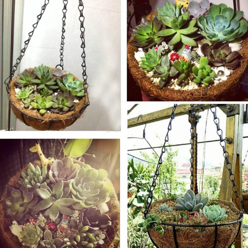 Coconut Brown Round Chain Hanging Basket European Planters Basket Fashion Flowerpot