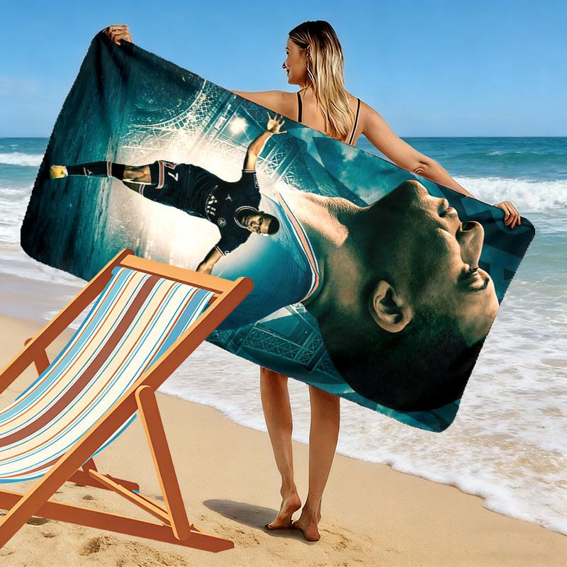 Kylian Mbappé Vibes Beach Towel, Large Soft Quick Dry Towel for Beach Camping Swimming
