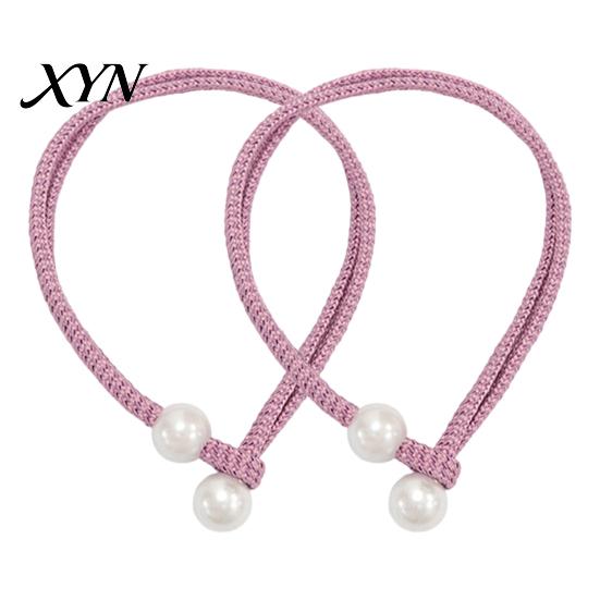 Easy Operate Curtain Fasteners 1 Pair Tiebacks for Drapes, Adjustable Rope Tie Backs, Faux Pearls Cord Buckle Holder Home Hotel Office Window Drapery
