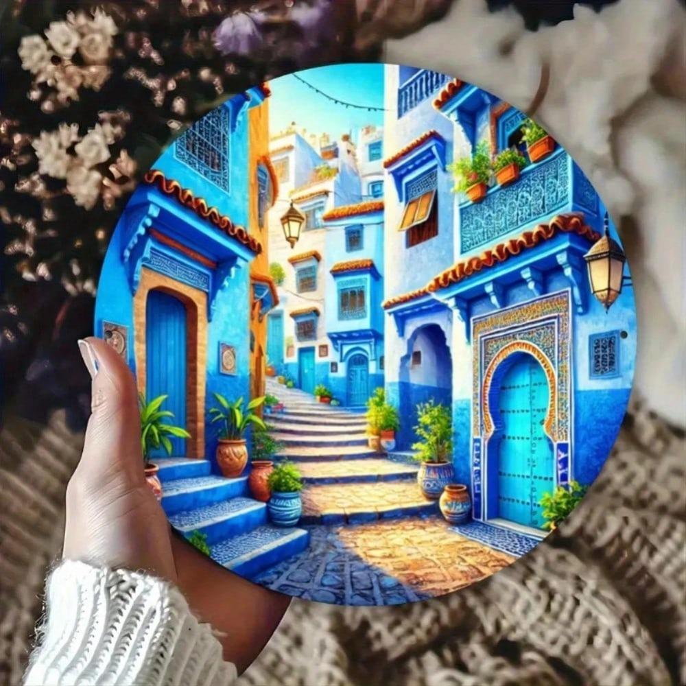 Винтажная металлическая настенная art Шефшауэн Марокко Жестяная табличка для ресторана Кафе Домашний декор 20x20