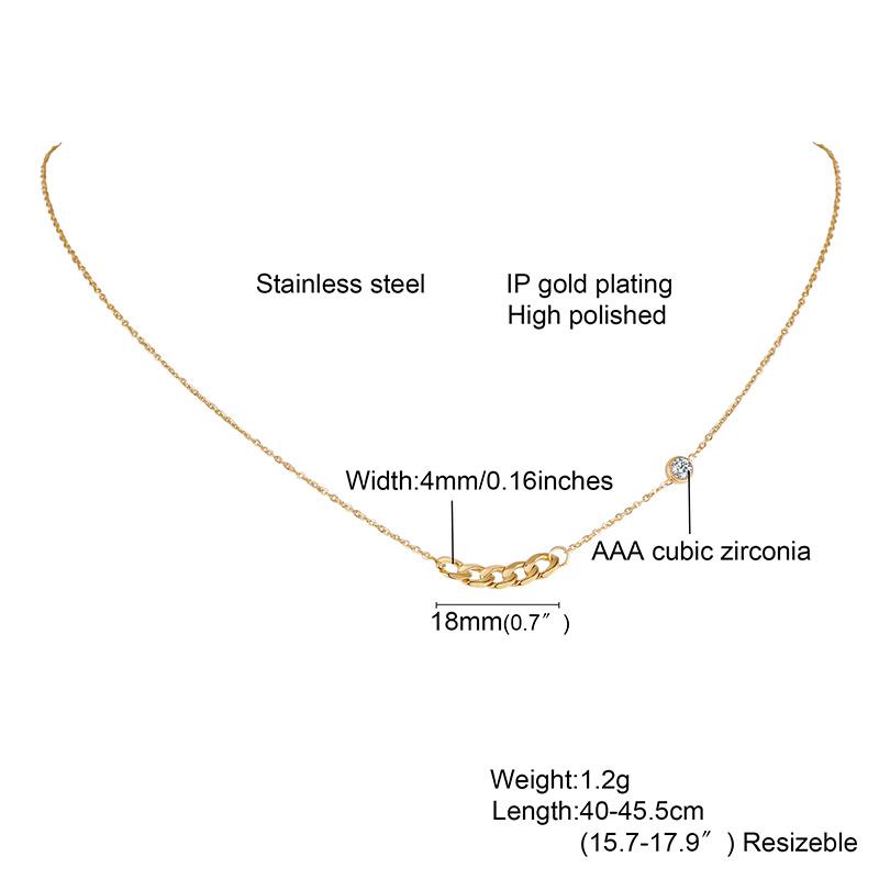 Thin Link Chain Necklace Carabiner Lock Pendant Cubic Zirconia One Stone Choker Necklace Women Valentine's Day Gift