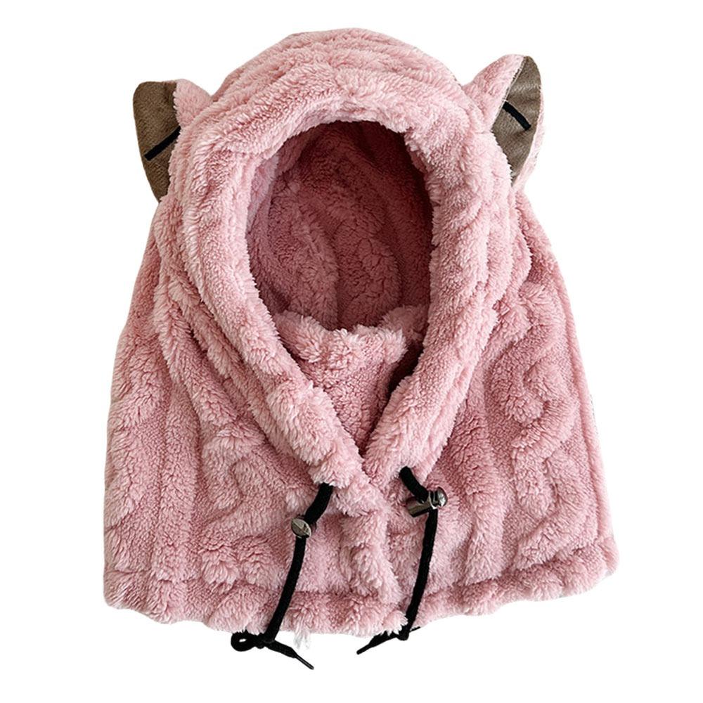 Windproof Winter Warm Hat Plush Mask Hat Scarf Set Casual Ear Protection Hat  Outdoor