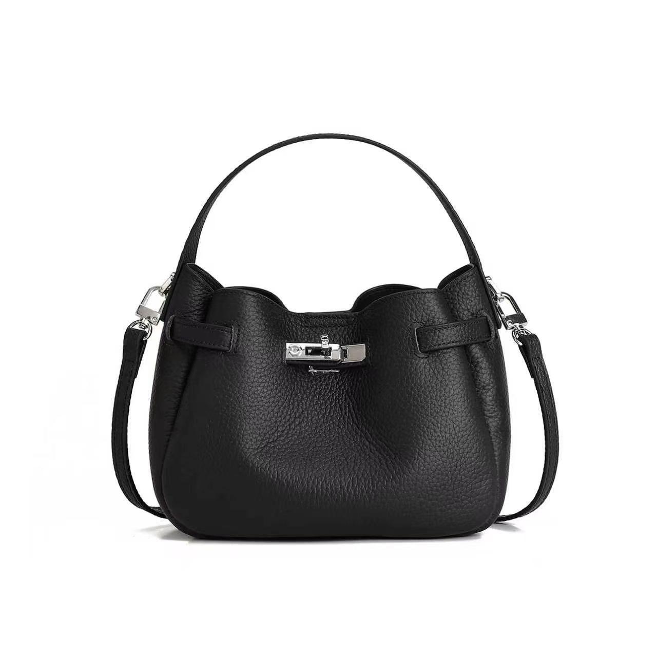Retro Minimalist Light Luxury Lychee Patterned Shoulder Bag, Fashionable Leather Crossbody Handbag чёрный