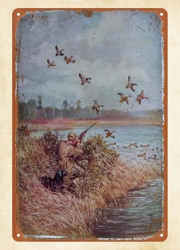 outdoor enthusiasts hunting Art duck shooting metal tin sign garage artAluminum 20x30cm(7.8x11.8inch)