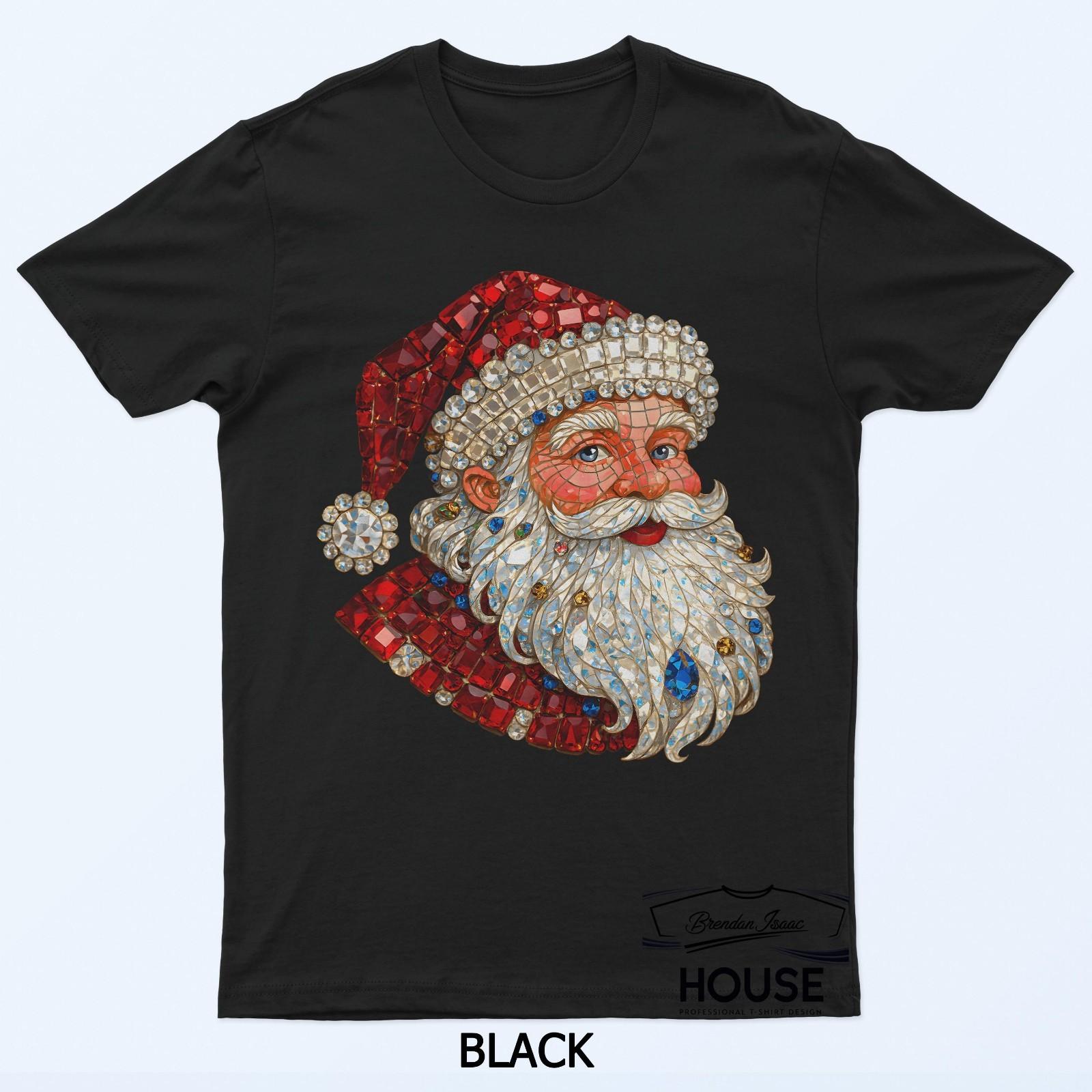 Jeweled Glam Santa Sparkle Christmas T-Shirt M