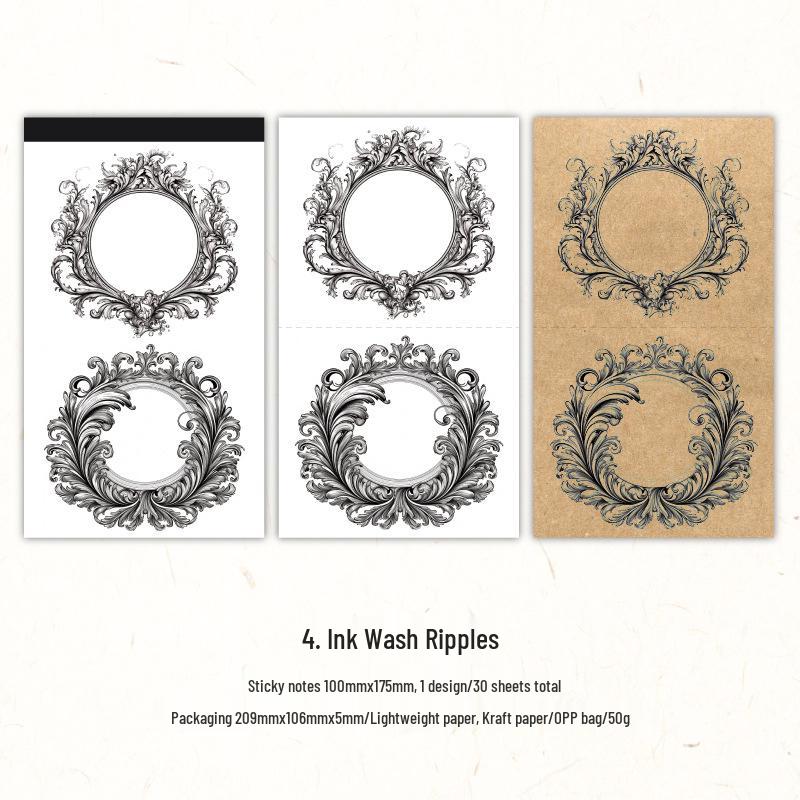 Yan Ji Tearable Retro Journal Sticky Notes - Dawn to Dusk Series, European Style DIY Collage, 4 Designs