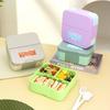Multi-Compartment Portable Lunch Box For Kids With Fork & Spoon, Microwave Safe Bento Box, Food Storage Container