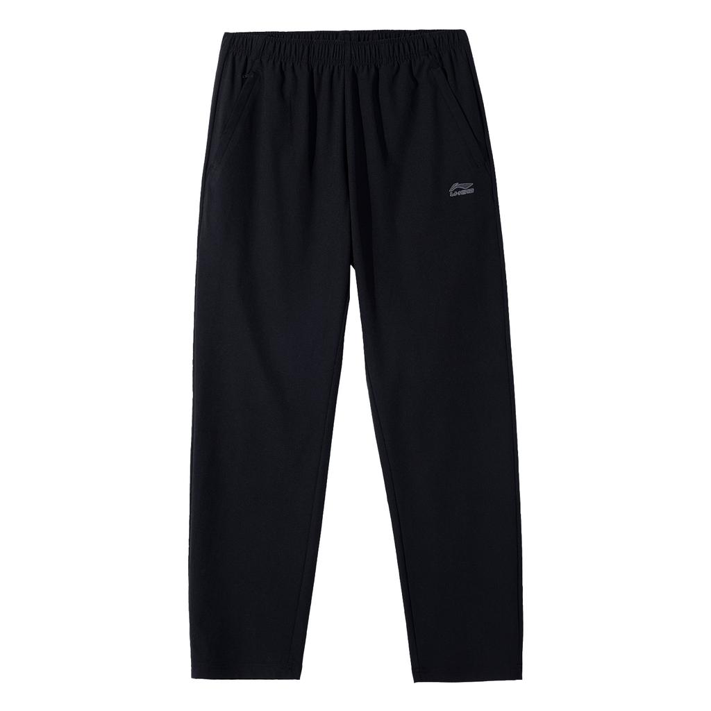 Li Ning Vielseitiges Poloshirt Cooles Kurzarm-Oberteil Bequeme Lange Hose Lässiger Sportanzug Herrenanzug Schwarz W885-2+B07-1