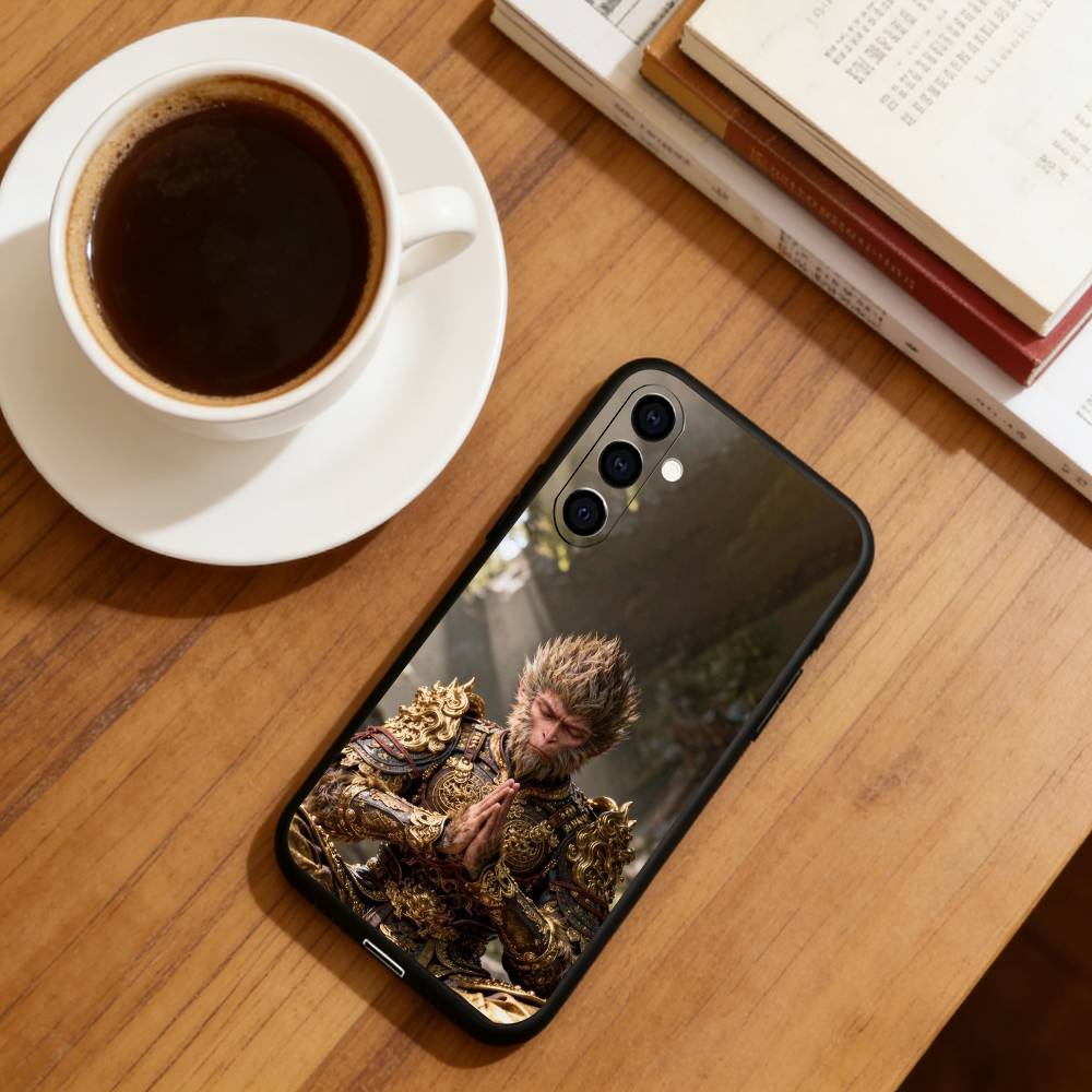 Black Myth WuKong Phone Case For Samsung Galaxy A73,A72,A71,A70,A53,A52,A51,Soft Silicone Black Cover