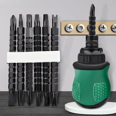 1set Multifunctional Double-head Dual-purpose Screw Batch Inner Cross Special-shaped Screwdriver Set with Telescopic Adjustable Ratchet Screwdriver