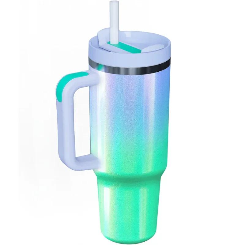 Vaso con asa de 1200ml y 40oz, botella de agua de acero inoxidable, termo al vacío, taza de café para coche de viaje de gran capacidad