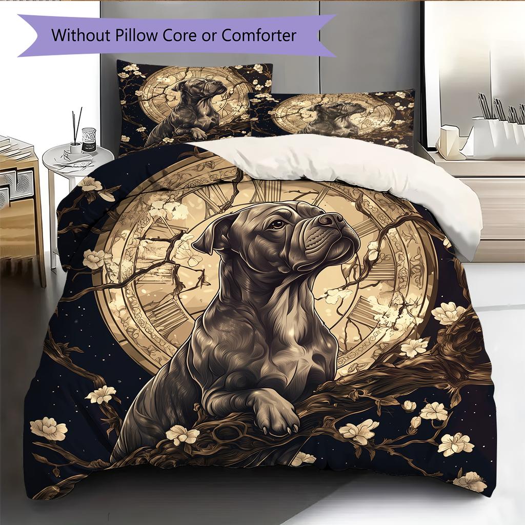 Vintage Pitbull Pattern Bedding Home Decoration Birthday Gift (1 * duvet cover + 2 * pillowcase, without core)