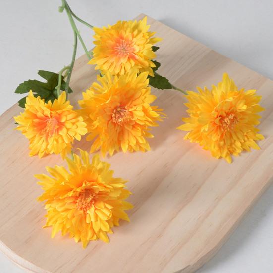 5 Heads Artificial Chrysanthemums Flowers Fake Mums Flower Bouquets with Stem Faux Silk Floral Arrangements for Vase DIY Wedding Centerpiece