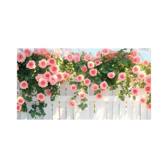 Spring Pink Flowers Fence Wall Decal Removable Floral Wall Art Murals Peel And Stick